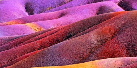 The rainbow-striped sand dunes of the Seven Coloured Earth in Chamarel